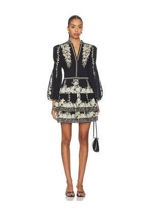 Alice + Olivia Valencia Deep V Long Sleeve Mini Dress in Black. Size 0. Also in 6.