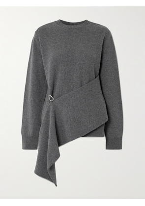 Jil Sander - Embellished Draped Wool And Cashmere-blend Sweater - Gray - FR 30,FR 32,FR 34,FR 36,FR 38,FR 40,FR 42