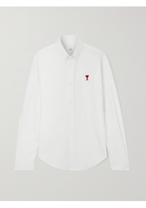 AMI PARIS - Adc Embroidered Cotton Oxford Shirt - White - xx small,x small,small,medium,large,x large,xx large