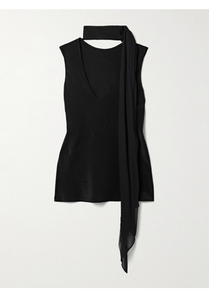 HELMUT LANG - Tie-detailed Silk-chiffon Blouse - Black - xx small,x small,small,medium,large,x large