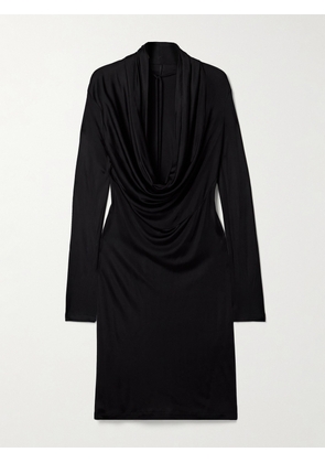HELMUT LANG - Draped Satin-jersey Midi Dress - Black - xx small,x small,small,medium,large,x large