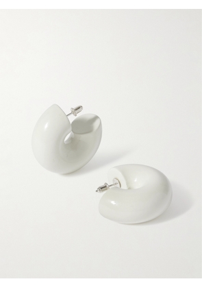 Uncommon Matters - Beam Wood Hoop Earrings - White - One size