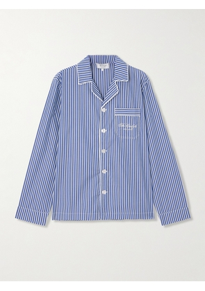 Sporty & Rich - + The Carlyle Embroidered Striped Cotton-poplin Shirt - Blue - x small,small,medium,large,x large