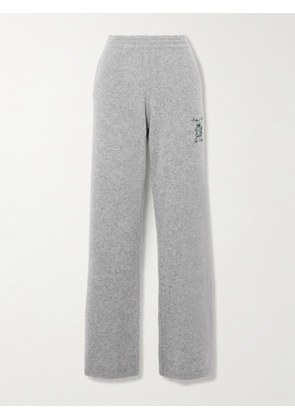 Sporty & Rich - + The Carlyle Embroidered Cashmere And Wool-blend Straight-leg Track Pants - Gray - x small,small,medium,large