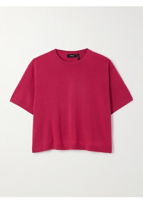 Theory - Cropped Wool T-shirt - Red - x small,small,medium,large