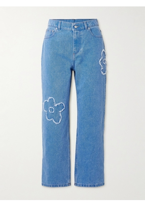 Marni - Cropped Appliquéd Mid-rise Straight-leg Jeans - Blue - IT36,IT38,IT40,IT42,IT44,IT46