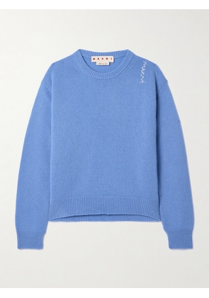 Marni - Embroidered Cashmere Sweater - Blue - IT36,IT38,IT40,IT42,IT44,IT46