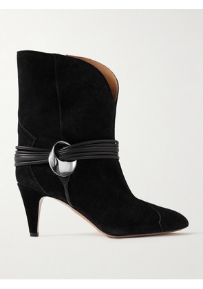 Isabel Marant - Dytho Embellished Leather-trimmed Suede Ankle Boots - Black - FR36,FR37,FR38,FR39,FR40,FR41