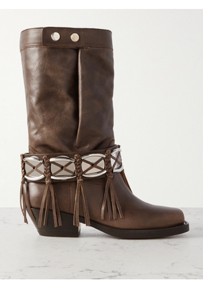 Isabel Marant - Ademe Embellished Fringed Leather Ankle Boots - Brown - FR36,FR37,FR38,FR39,FR40,FR41