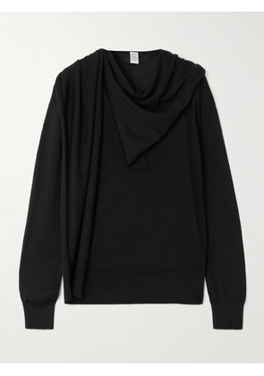 TOTEME - Draped Wool And Silk-blend Sweater - Black - xx small,x small,small,medium,large,x large