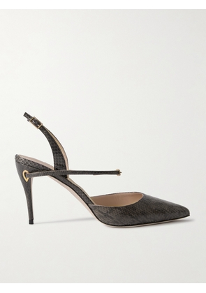 Jennifer Chamandi - Vittorio 85 Elaphe Point-toe Slingback Pumps - Brown - IT36,IT36.5,IT37,IT37.5,IT38,IT38.5,IT39,IT39.5,IT40,IT40.5,IT41,IT42