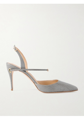 Jennifer Chamandi - Vittorio 85 Elaphe Point-toe Slingback Pumps - Gray - IT36,IT36.5,IT37,IT37.5,IT38,IT38.5,IT39,IT39.5,IT40,IT40.5,IT41,IT42