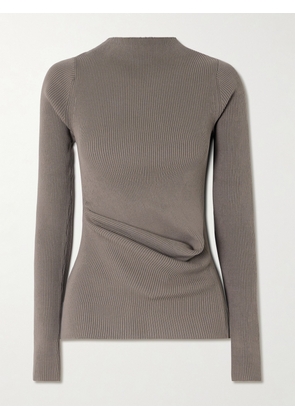 Rick Owens - Draped Ribbed-knit Top - Brown - x small,small,medium,large,x large,xx large