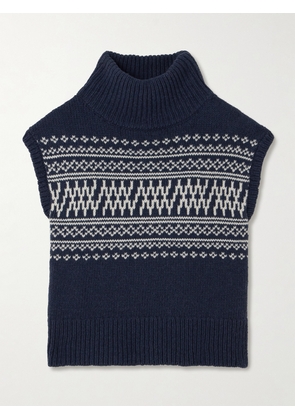 We Norwegians - Setesdal Merino Wool And Cashmere-blend Turtleneck Vest - Blue - XS/S,M/L
