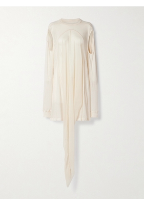 Rick Owens - Drain T Paneled Cotton-jersey And Crepe De Chine Top - Off-white - IT38,IT40,IT42,IT44,IT46,IT48