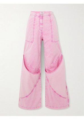 The Attico - Paneled Low-rise Wide-leg Jeans - Pink - 24,25,26,27,28,29,30,31