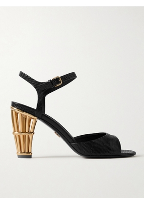 Ferragamo - Nikla Lizard-effect Leather Sandals - Black - US6,US6.5,US7,US7.5,US8,US8.5,US9,US9.5,US10,US10.5,US11