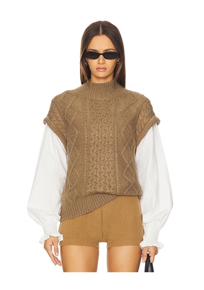 ASTR the Label Angeline Mixed Media Sweater in Brown. Size L. Also in XS, S, M, XL.