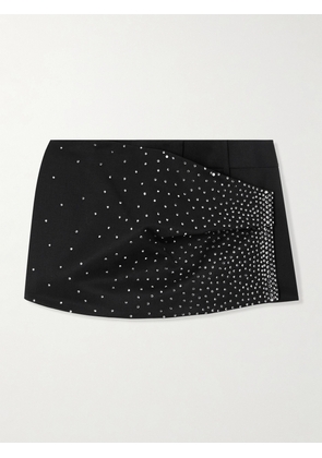 The Attico - Wrap-effect Crystal-embellished Wool Shorts - Black - IT36,IT38,IT40,IT42,IT44,IT46,IT48