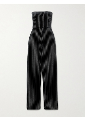 Alex Perry - Crystal-embellished Strapless Velvet Jumpsuit - Black - UK 4,UK 6,UK 8,UK 10,UK 12,UK 14,UK 16