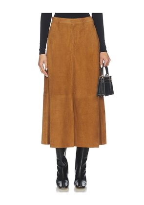Citizens of Humanity Suede Cassia Skirt in Cognac. Size 23. Also in 24, 25, 26, 27, 28.