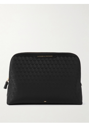 Anya Hindmarch - Lotions And Potions Leather-trimmed Jacquard Cosmetics Case - Black - One size