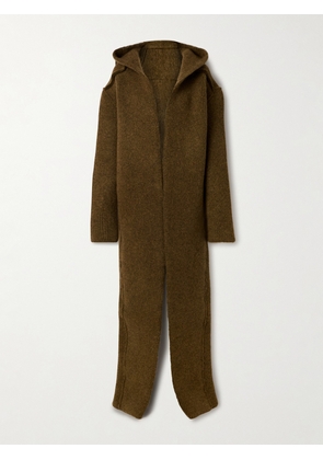 Rick Owens - Hooded Brushed-knit Coat - Brown - small,medium