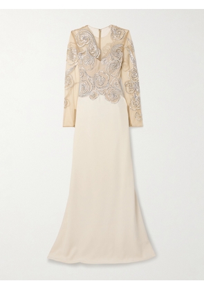 Georges Hobeika - Crystal-embellished Tulle And Faille Gown - Ivory - FR 36,FR 38,FR 40