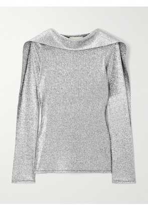 LIBEROWE - Roberta Scarf-detailed Metallic Knitted Top - Silver - x small,small,medium,large,x large