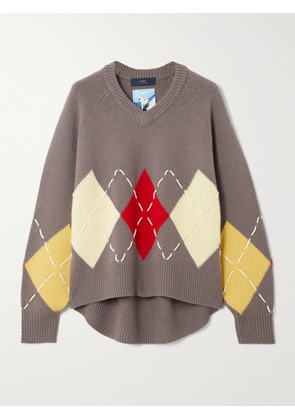 Arch4 - Sloane Embroidered Argyle Cashmere Sweater - Neutrals - xx small,x small,small,medium,large,x large