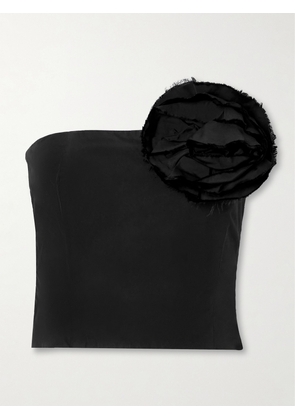 BERNADETTE - Lena Cropped Appliquéd Taffeta Bustier Top - Black - FR 32,FR 34,FR 36,FR 38,FR 40,FR 42,FR 44