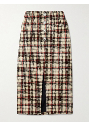RABANNE - Checked Wool-blend Tweed Midi Skirt - Brown - FR 34,FR 36,FR 38,FR 40,FR 42