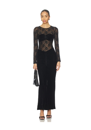 Bardot Helenie Velour Lace Maxi Dress in Black. Size 10. Also in 4, 6, 8, 12.