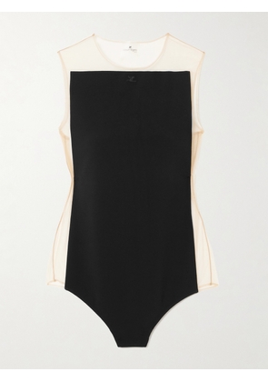 COURREGES - Illusion Jersey And Stretch-tulle Bodysuit - Black - x small,small,medium,large