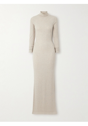 ÉTERNE - Ribbed Stretch-jersey Turtleneck Maxi Dress - Brown - x small,small,medium,large,x large