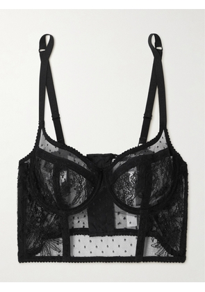 Dolce & Gabbana - Embroidered Tulle Underwired Bralette - Black - 1,2,3,4,5