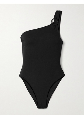 Matteau - One-shoulder Embellished Stretch Recycled-crepe Swimsuit - Black - 1,2,3,4,5