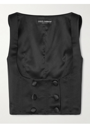 Dolce & Gabbana - Double-breasted Duchesse Silk-satin Vest - Black - IT38,IT40,IT42,IT44,IT46,IT48,IT50