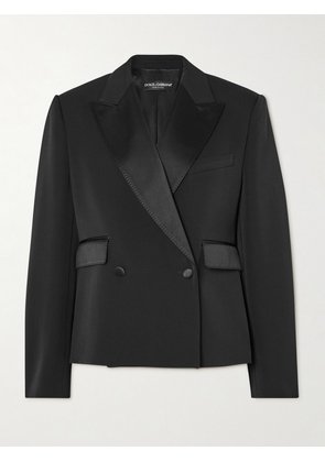 Dolce & Gabbana - Double-breasted Satin-trimmed Wool-blend Blazer - Black - IT36,IT38,IT40,IT42,IT44,IT46,IT48,IT50
