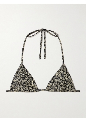 Matteau - The String Floral-print Recycled Triangle Bikini Top - Black - 1,2,3,4,5
