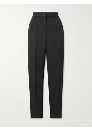 Dolce & Gabbana - Pleated Wool-blend Gabardine Straight-leg Pants - Black - IT36,IT38,IT40,IT42,IT44,IT46,IT48,IT50