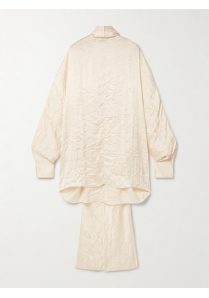 KHAITE - Bex Open-back Tie-neck Crinkled Satin-twill Top - Cream - x small,small,medium,large
