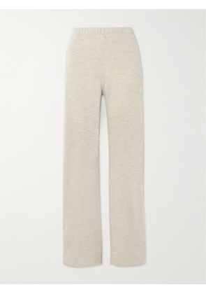 ÉTERNE - Embroidered Cotton-blend Jersey Straight-leg Track Pants - Cream - x small,small,medium,large,x large