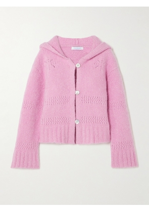 Calle Del Mar - Pointelle-knit Cashmere And Silk-blend Hooded Cardigan - Pink - small,medium,large