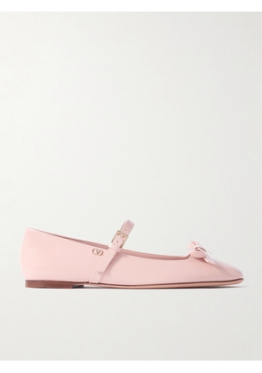 Valentino Garavani - Bow-embellished Patent-leather Mary Jane Ballet Flats - Pink - IT36,IT36.5,IT37,IT37.5,IT38,IT38.5,IT39,IT39.5,IT40,IT40.5,IT41,IT42