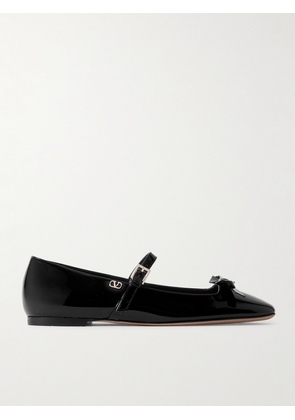 Valentino Garavani - Bow-embellished Patent-leather Mary Jane Ballet Flats - Black - IT36,IT36.5,IT37,IT37.5,IT38,IT38.5,IT39,IT39.5,IT40,IT40.5,IT41,IT42