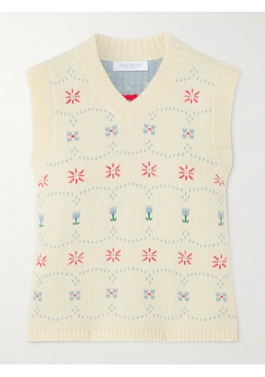 Calle Del Mar - Cashmere And Silk-blend Jacquard Vest - Yellow - x small,small,medium,large,x large