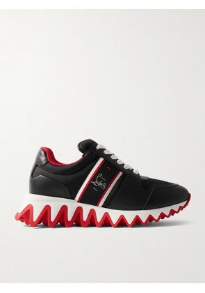 Christian Louboutin - Nastroshark Embroidered Grosgrain-trimmed Leather And Shell Sneakers - Black - IT35,IT36,IT36.5,IT37,IT37.5,IT38,IT38.5,IT39,IT39.5,IT40,IT40.5,IT41,IT42