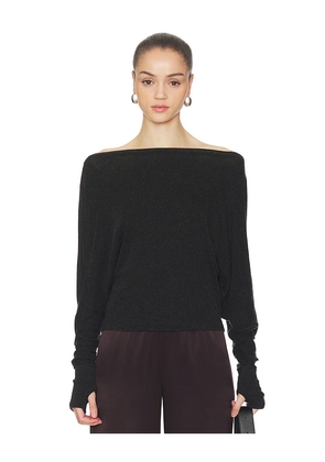 Enza Costa Cashmere Jersey Dolman Top in Black. Size L. Also in XS, S, M, XL.