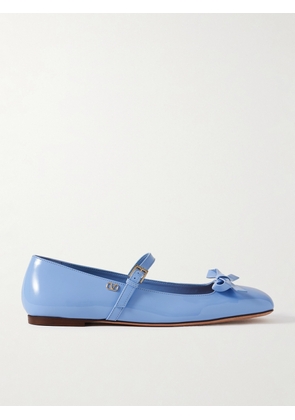 Valentino Garavani - Bow-embellished Patent-leather Mary Jane Ballet Flats - Blue - IT36.5,IT37,IT37.5,IT38,IT38.5,IT39,IT39.5,IT40,IT40.5,IT41,IT42